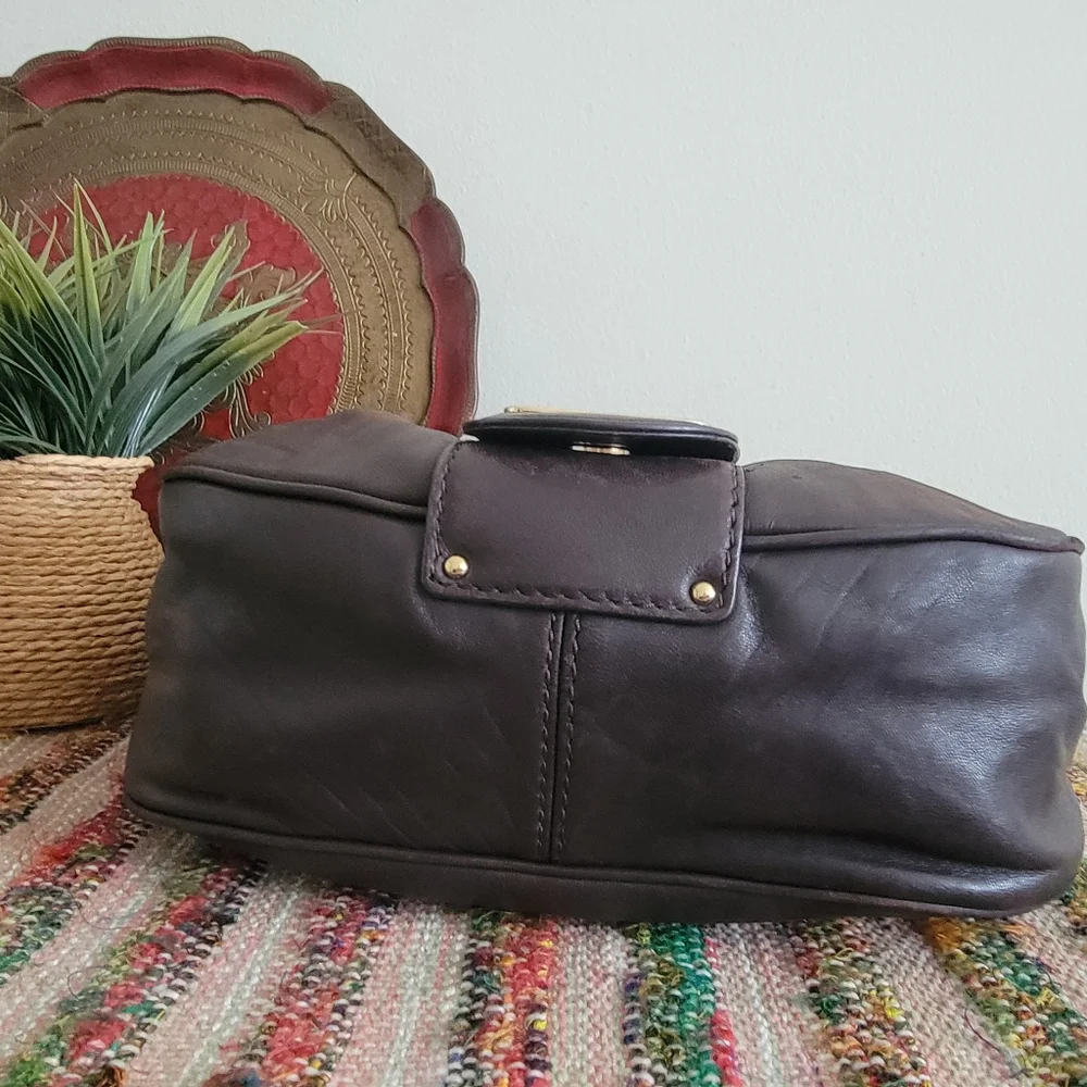 Michael Kors Baguette Hobo Bag Brown Leather Rare Purse